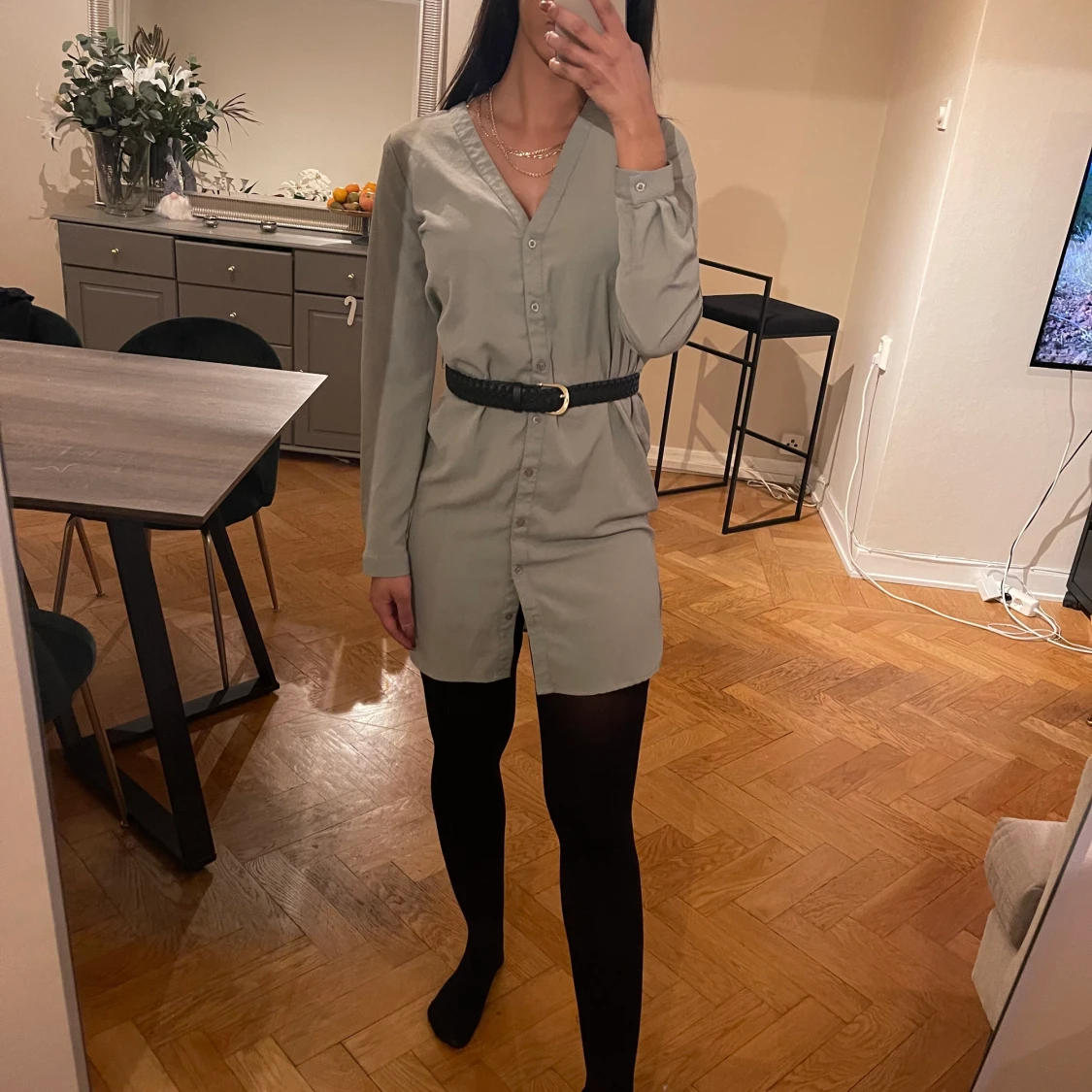 Grön längre blus/skjorta