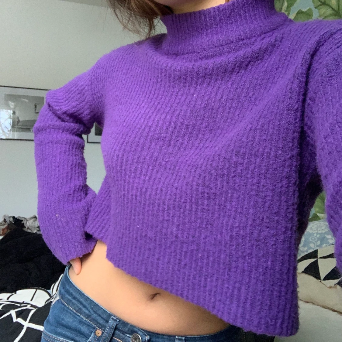 Stickad lila tröja - 91