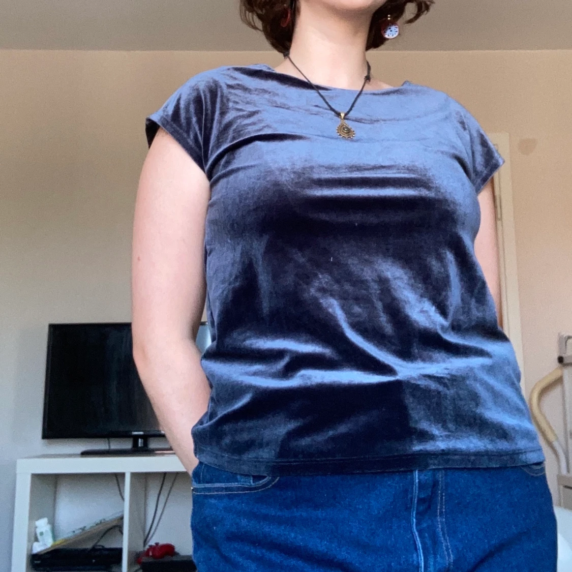 Glänsande velvet t-shirt - 91