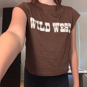 superfin brun tröja med texten ”wild west” 🤎 - jättefint brunt linne ! super bra skick. aldrig använder den är köpt på h&m för 50kr🤎 köpare står för frakten! 