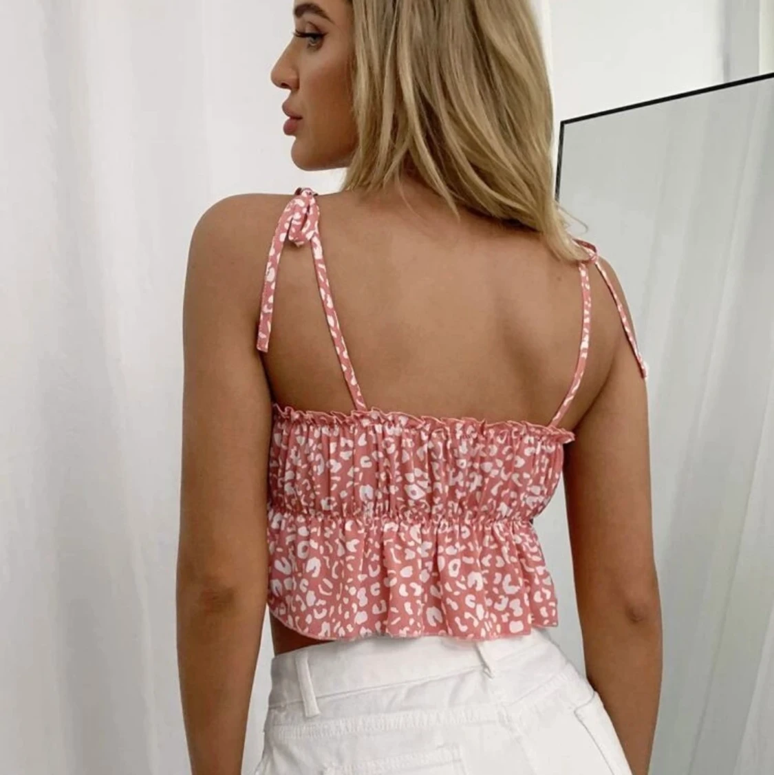  Leopardmönstrad rosa topp - 90