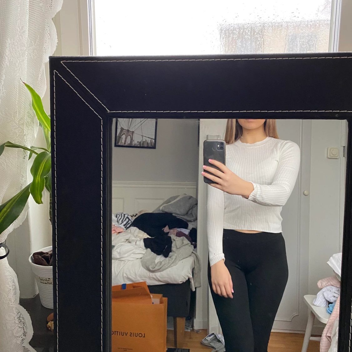 Vit ribbad tröja - 90