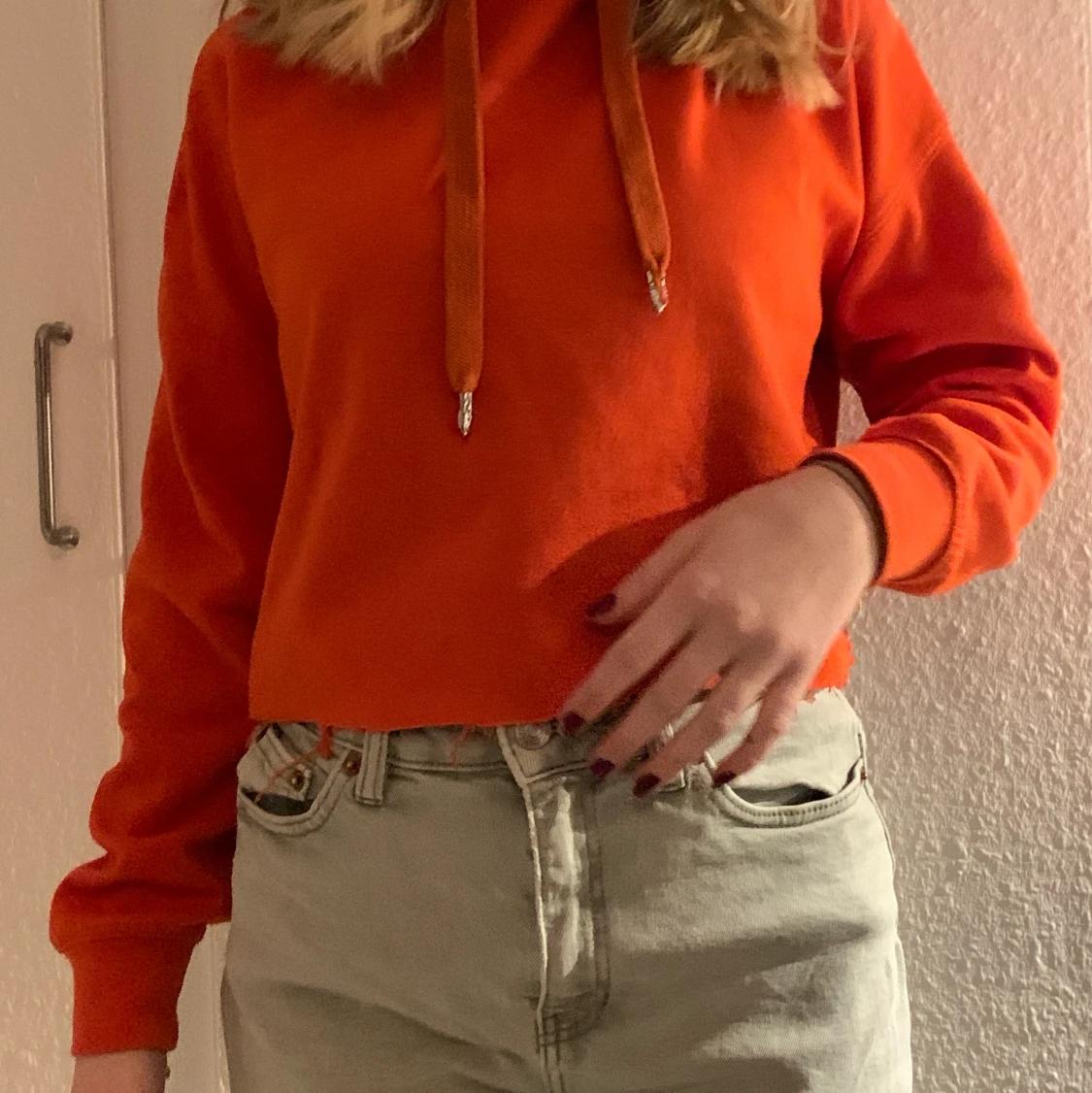 Skön röd orange Hoodie