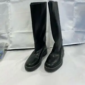 Mango leather black boots great condition 