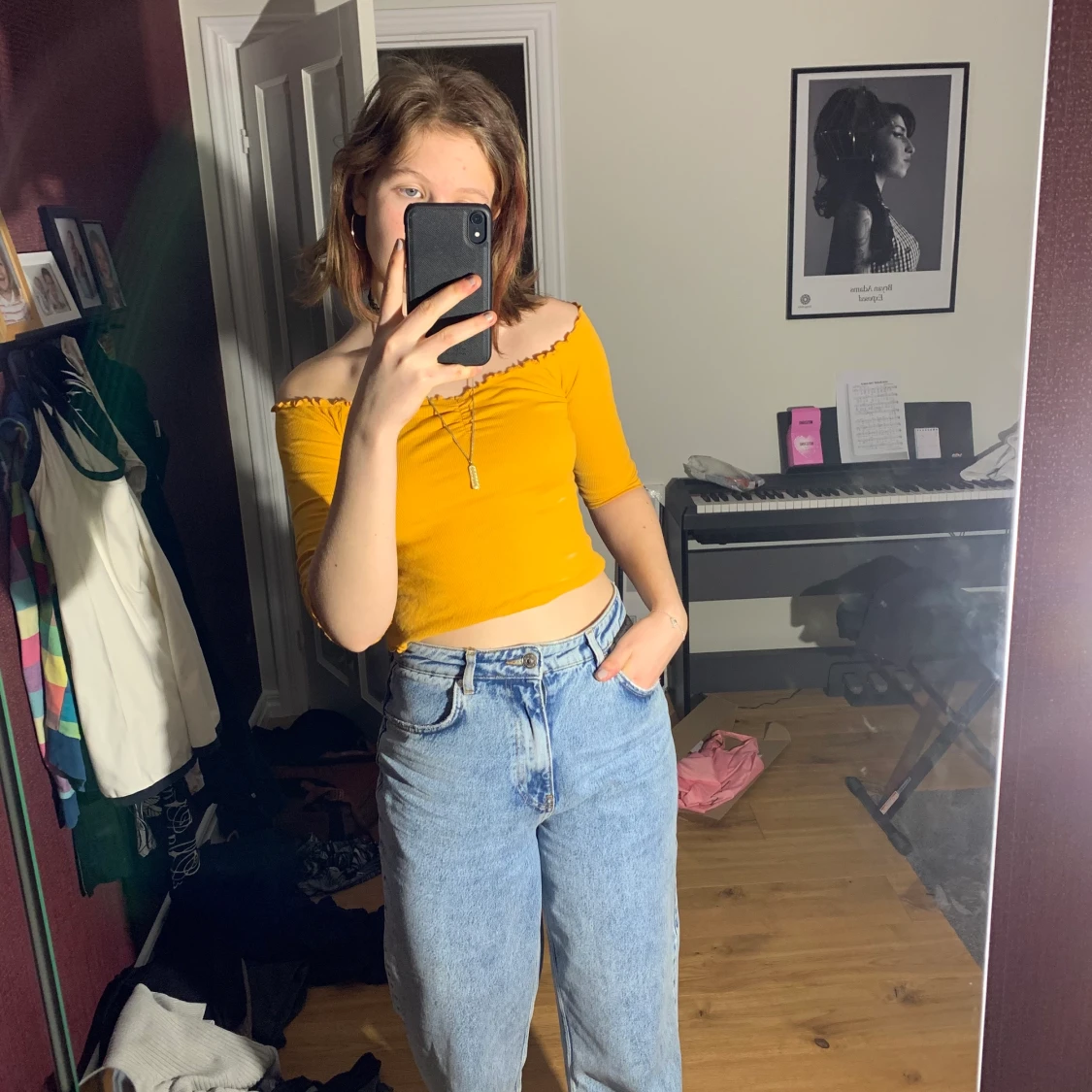 Gul långärmad tröja  - 90