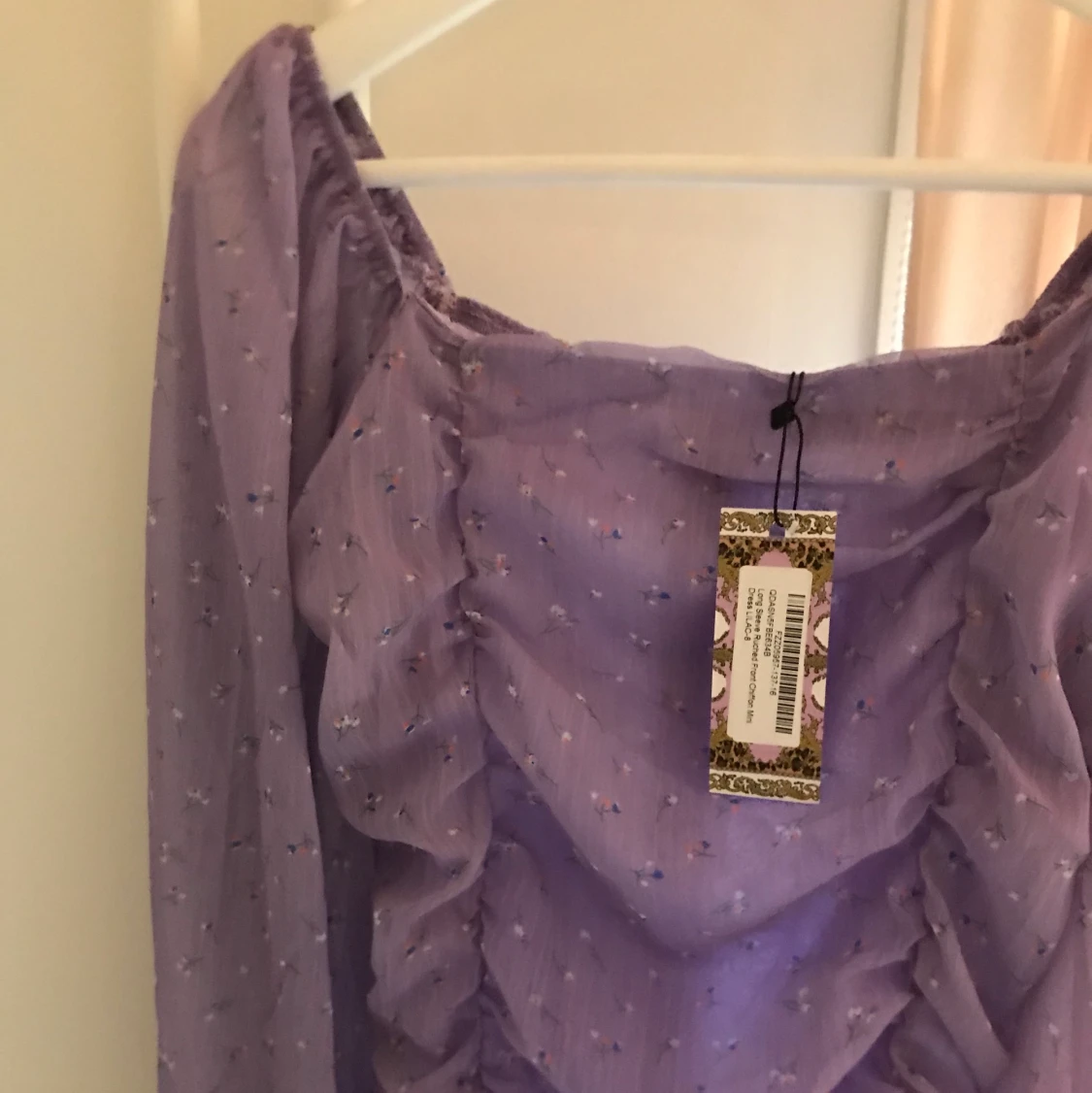 Rynkad miniklänning lila - 91