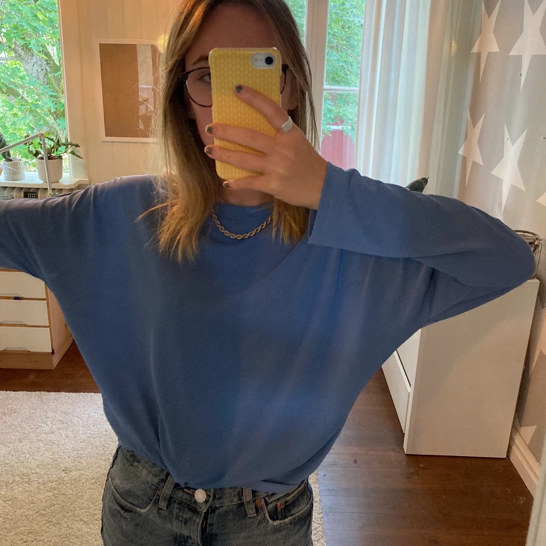 Blå långärmad - 90