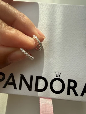 Silverörhängen med stenar - Snygga silverfärgade örhängen , dekorerade med gnistrande klara stenar runt hela ringen. Örhängena har en elegant och tidlös design som passar perfekt till alla tillfällen. Materialet är troligtvis sterlingsilver och stenarna ger ett lyxigt intryck.