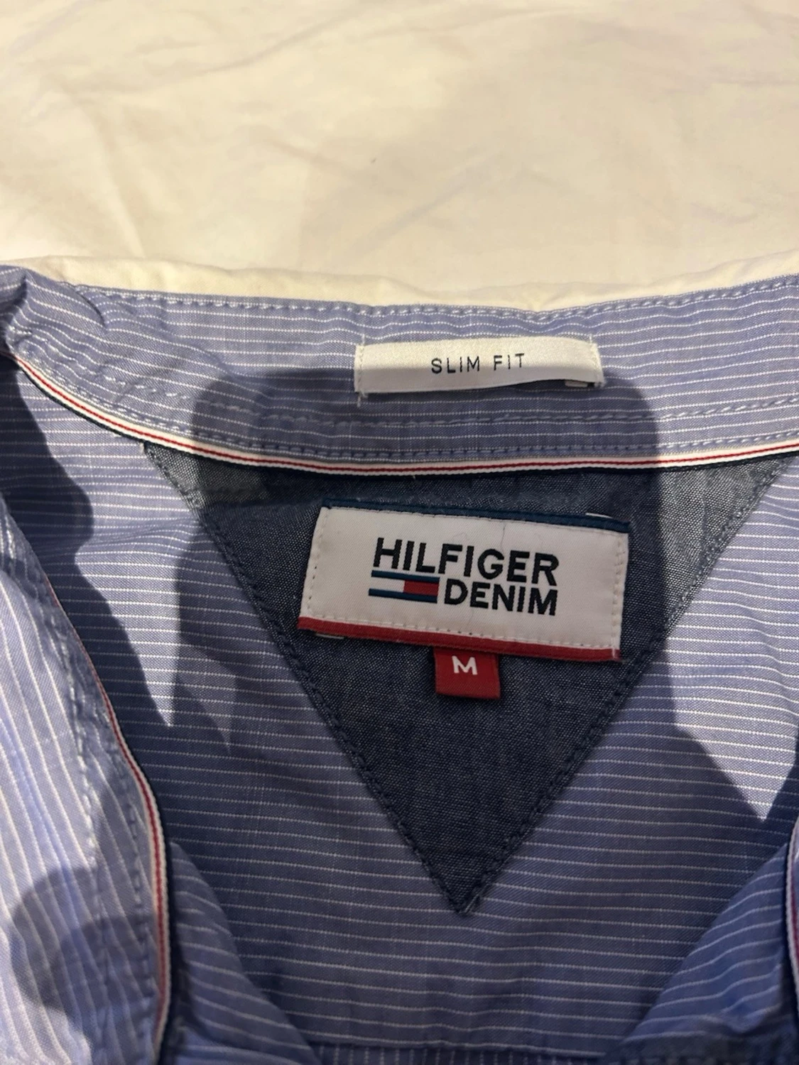 Blå slim fit skjorta från Hilfiger Denim