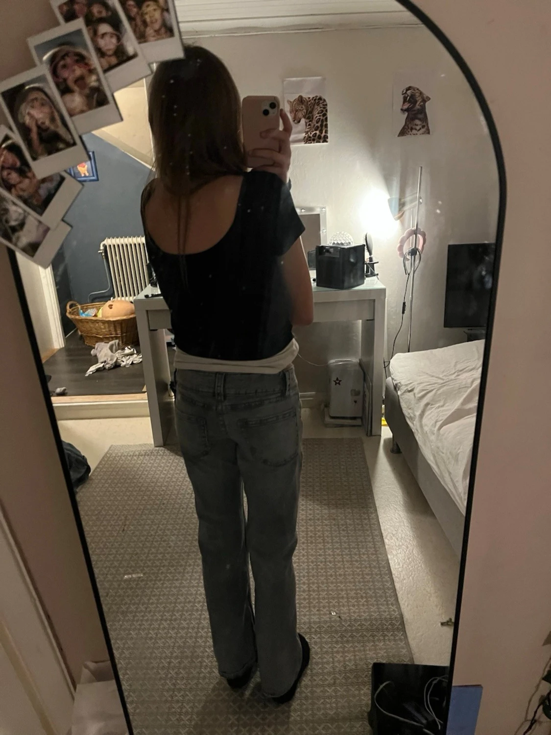 Blå raka jeans med låg midja - 1