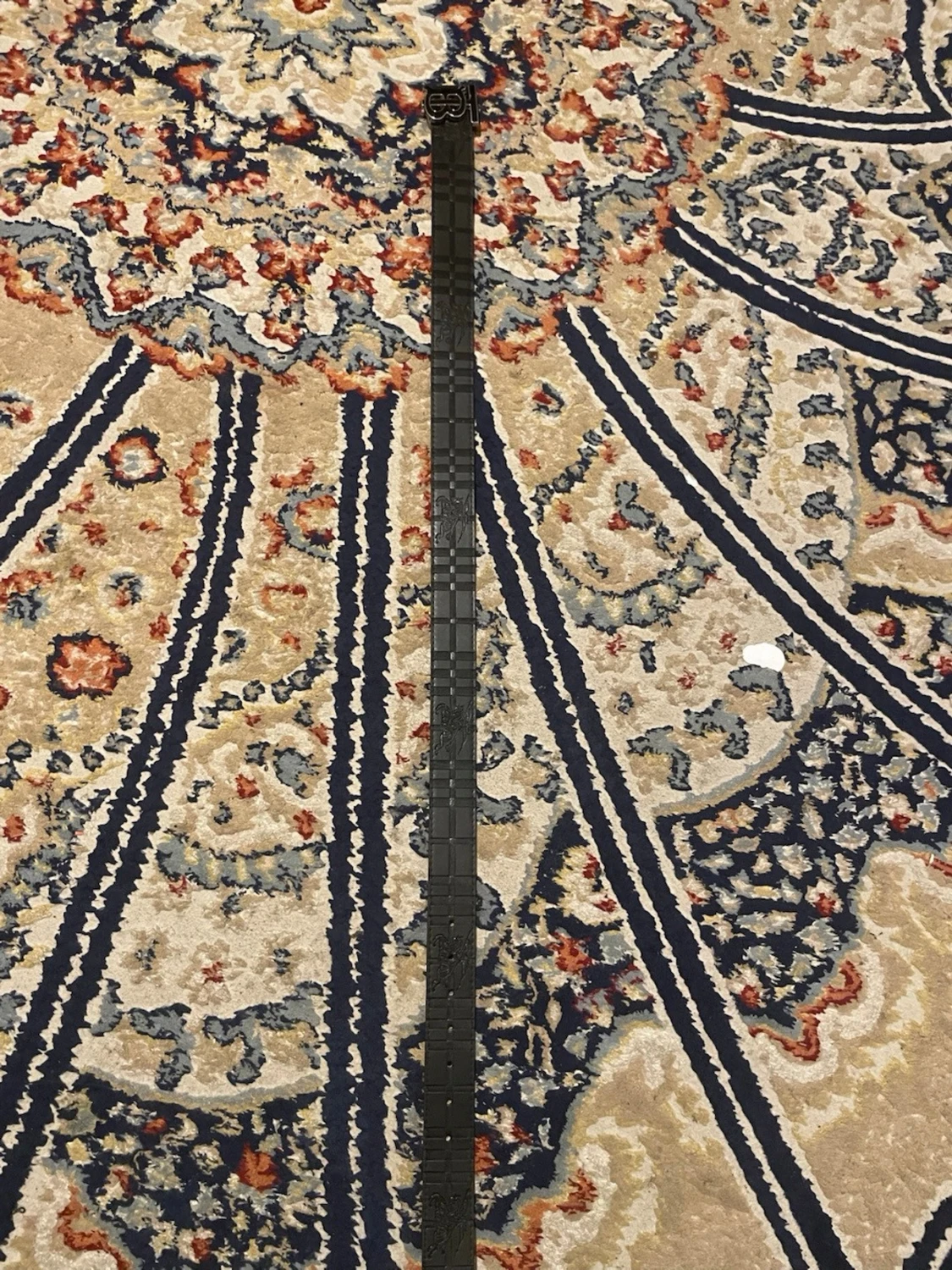 Svart Burberry bälte med rutigt foder - 2