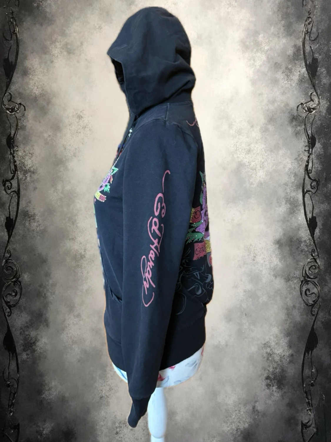 Svart Ed Hardy hoodie med tryck - 3
