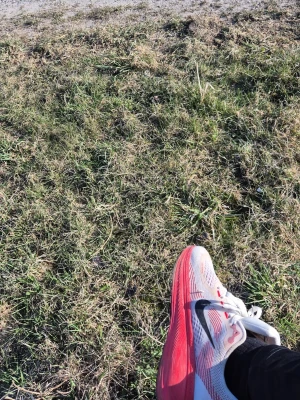 Nike löparsneaker i vitt och rött - Snygg löparsneaker från Nike i vitt med röda och svarta detaljer. Skon har en sportig design med meshmaterial för bra ventilation och en tydlig swoosh-logga på sidan. Perfekt för dig som gillar att sticka ut med färg på fötterna.