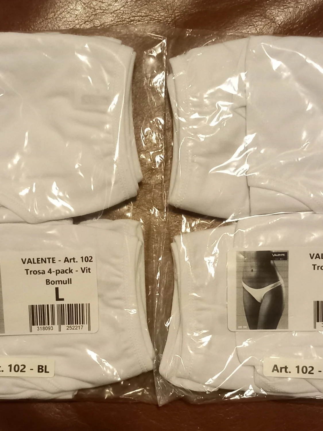 8 st. Valente Vita Bomull Trosor - 2x4-pack -  Storlek L - 1