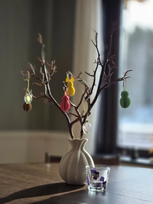 Dekoration påsk - Handgjorda dekorationer skapade av mig/ Sandras Crafting. Perfekta som påskpynt i ris, grenar eller som små detaljer i hemmet. Varje dekoration är gjort för hand och kan därför skilja sig lite. Säljs i 4 pack. Bara skriva vilka färger man önskar.