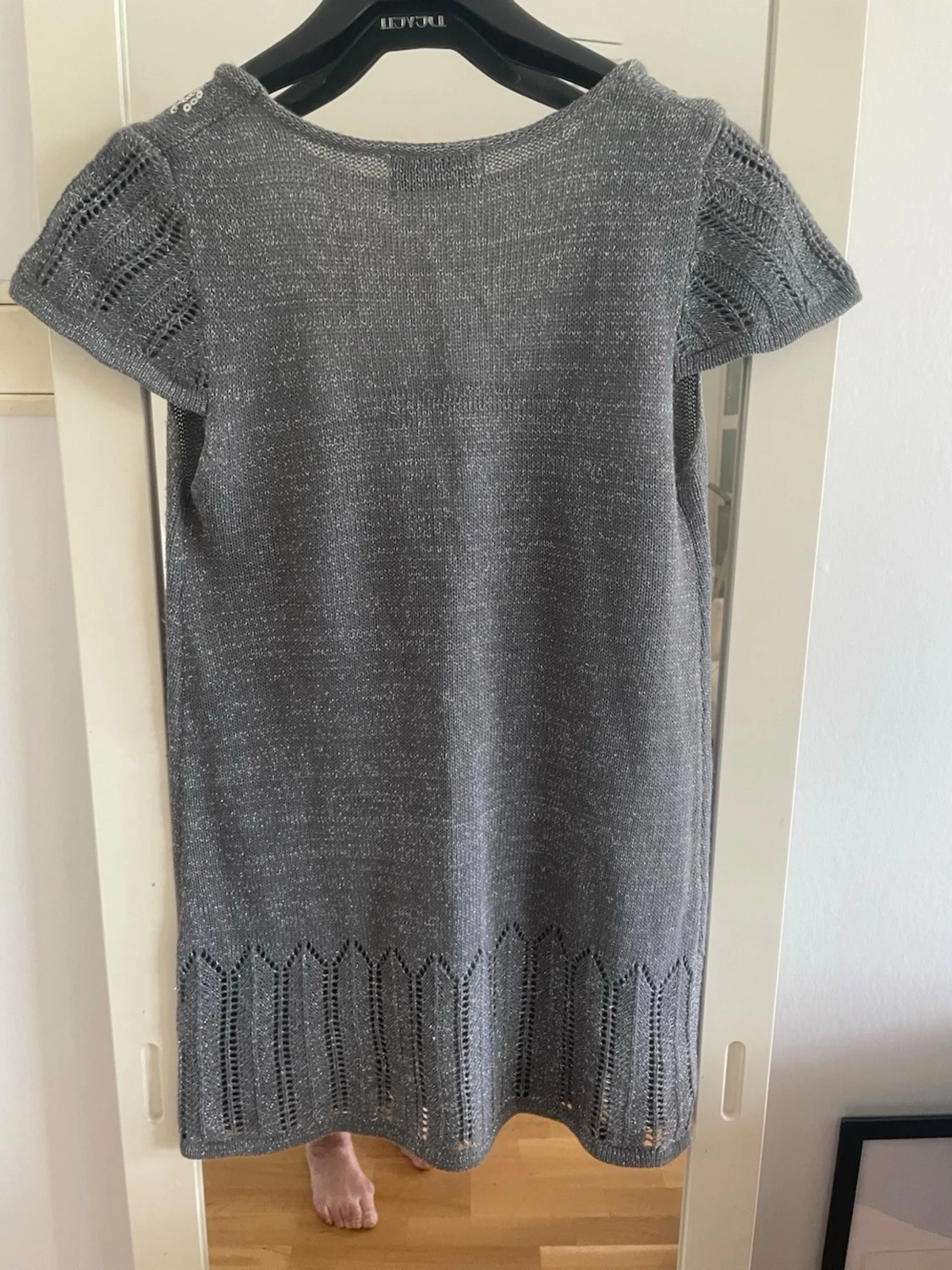 Grå stickad topp med paljetter Tinonel - 2