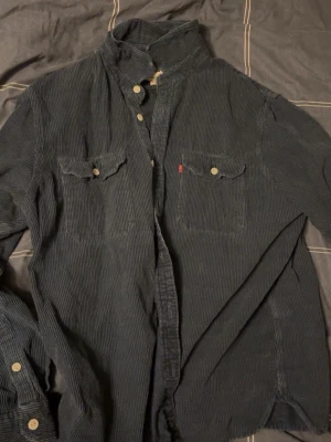 Mörkblå manchesterskjorta från Levi's - Säljer en mörkblå manchesterskjorta från Levi's med två bröstfickor och vita knappar. Skjortan har en relaxed passform och klassisk krage. Perfekt för dig som gillar en cool och avslappnad stil.