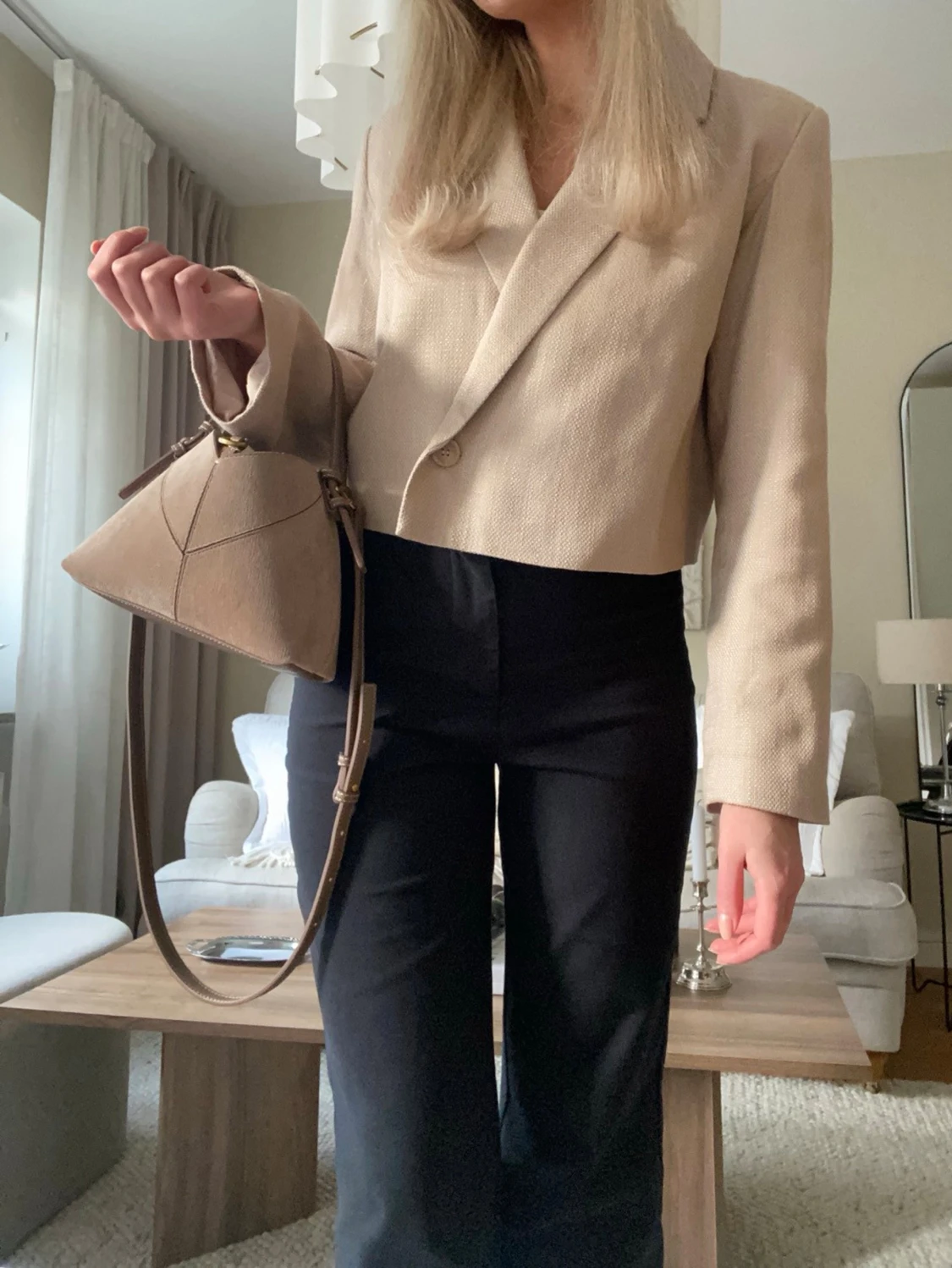 Snygg beige kort kavaj/blazer - 1