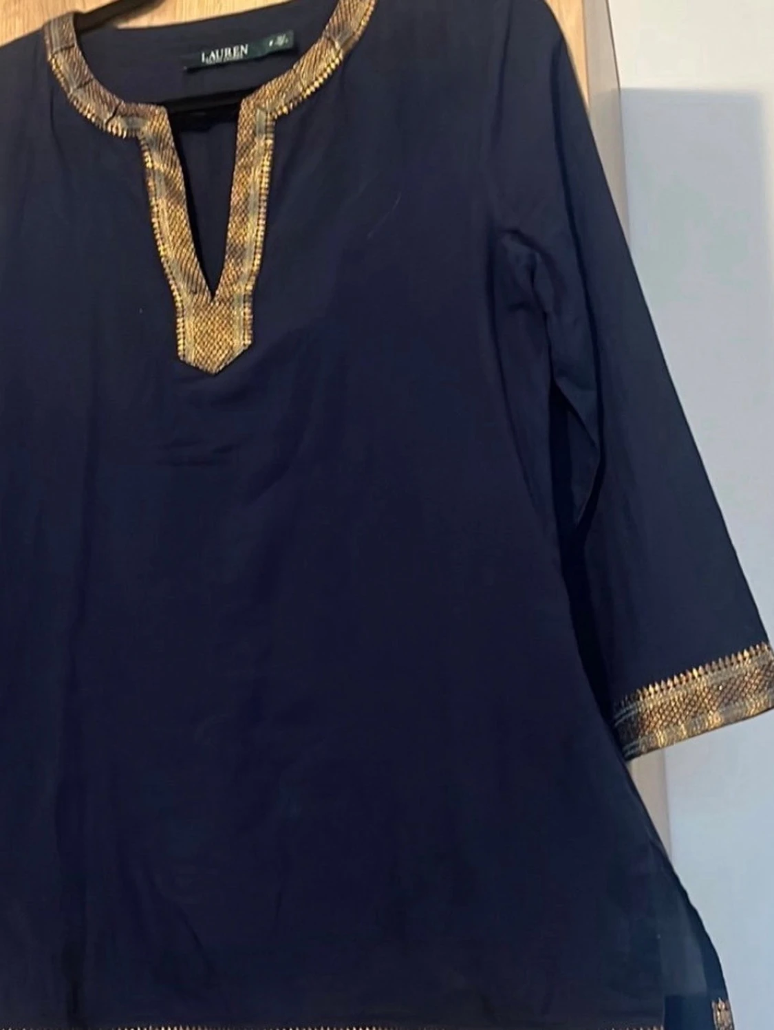 Mörkblå blus med gulddetaljer Ralph Lauren - 5