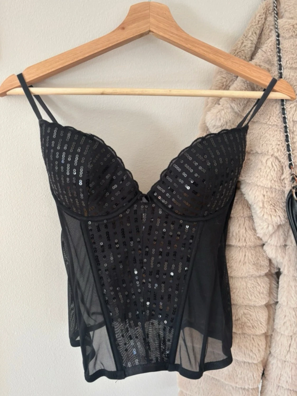 Svart paljett korsettopp