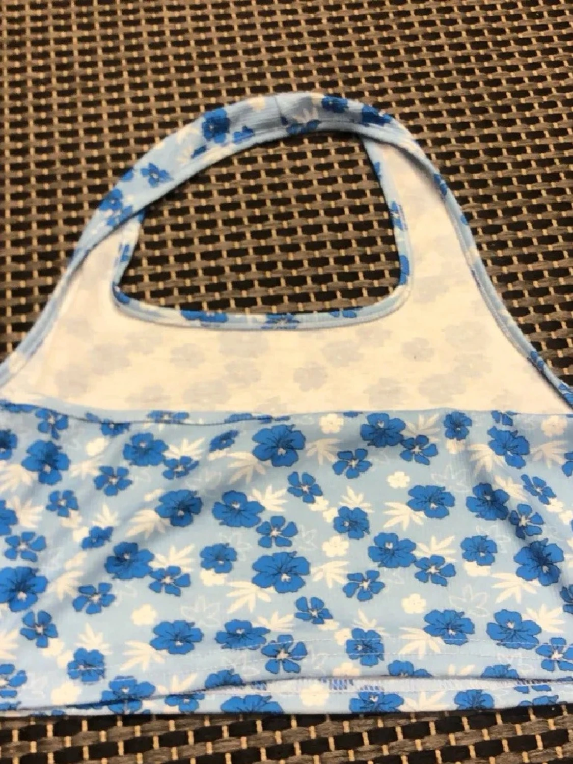 Blommig blå och vit linnetopp - 1