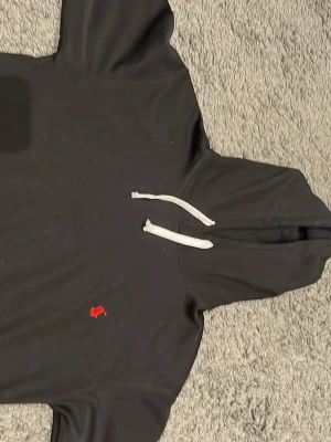 Svart hoodie från Polo Ralph Lauren - Svart hoodie från Polo Ralph Lauren med vit dragsko i huvan och den klassiska röda logotypen broderad på bröstet. Tillverkad i mjukt material som känns skönt mot huden. Perfekt för en avslappnad och stilren look.