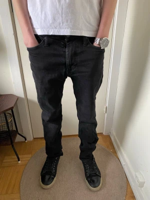 Svarta raka jeans - Säljer ett par svarta Jack & Jones regular Clark jeans. De är i bra skick och inte använda mycket. Storlek 27/30 