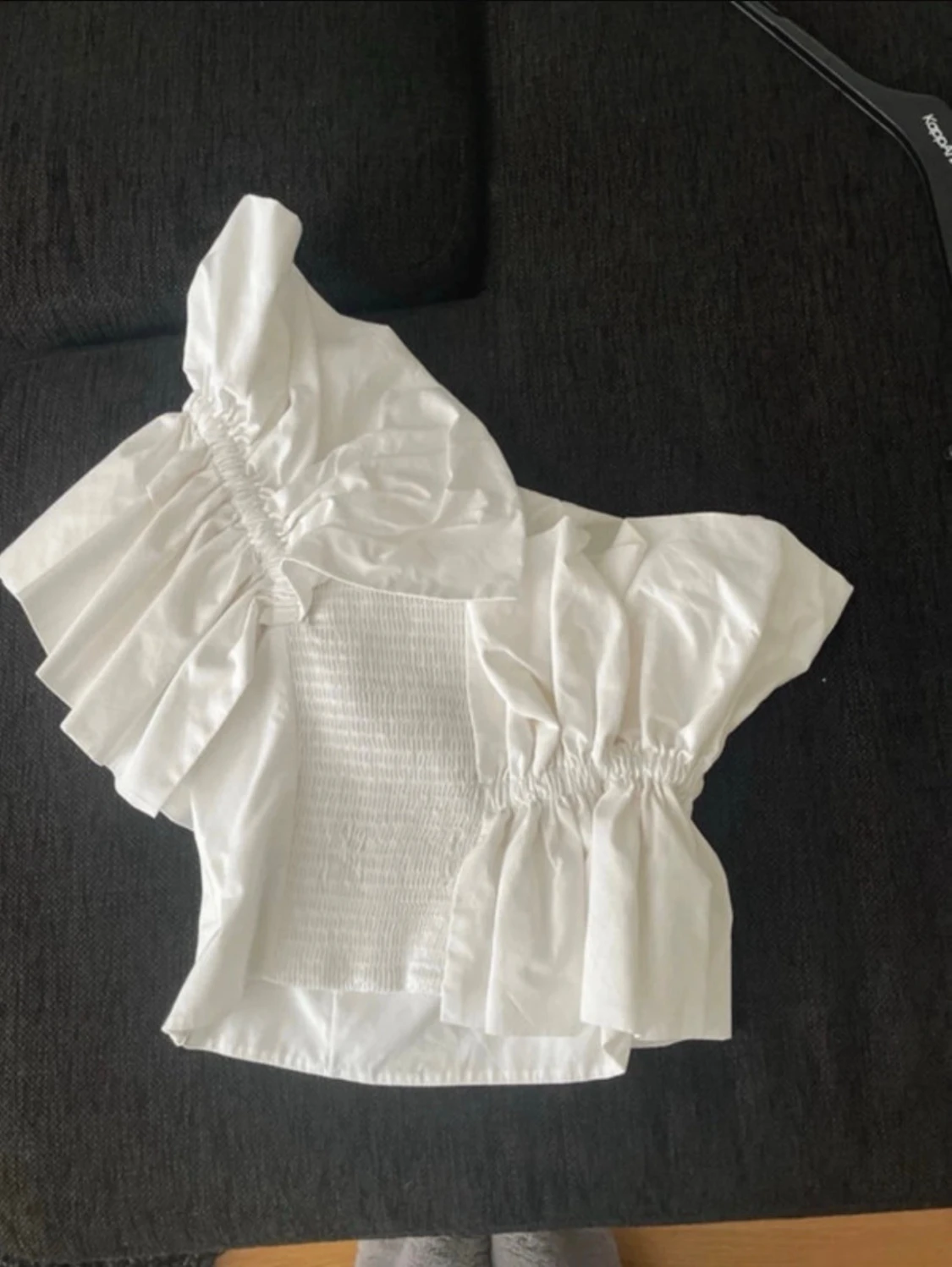 Vit volangig offshoulder topp - 1