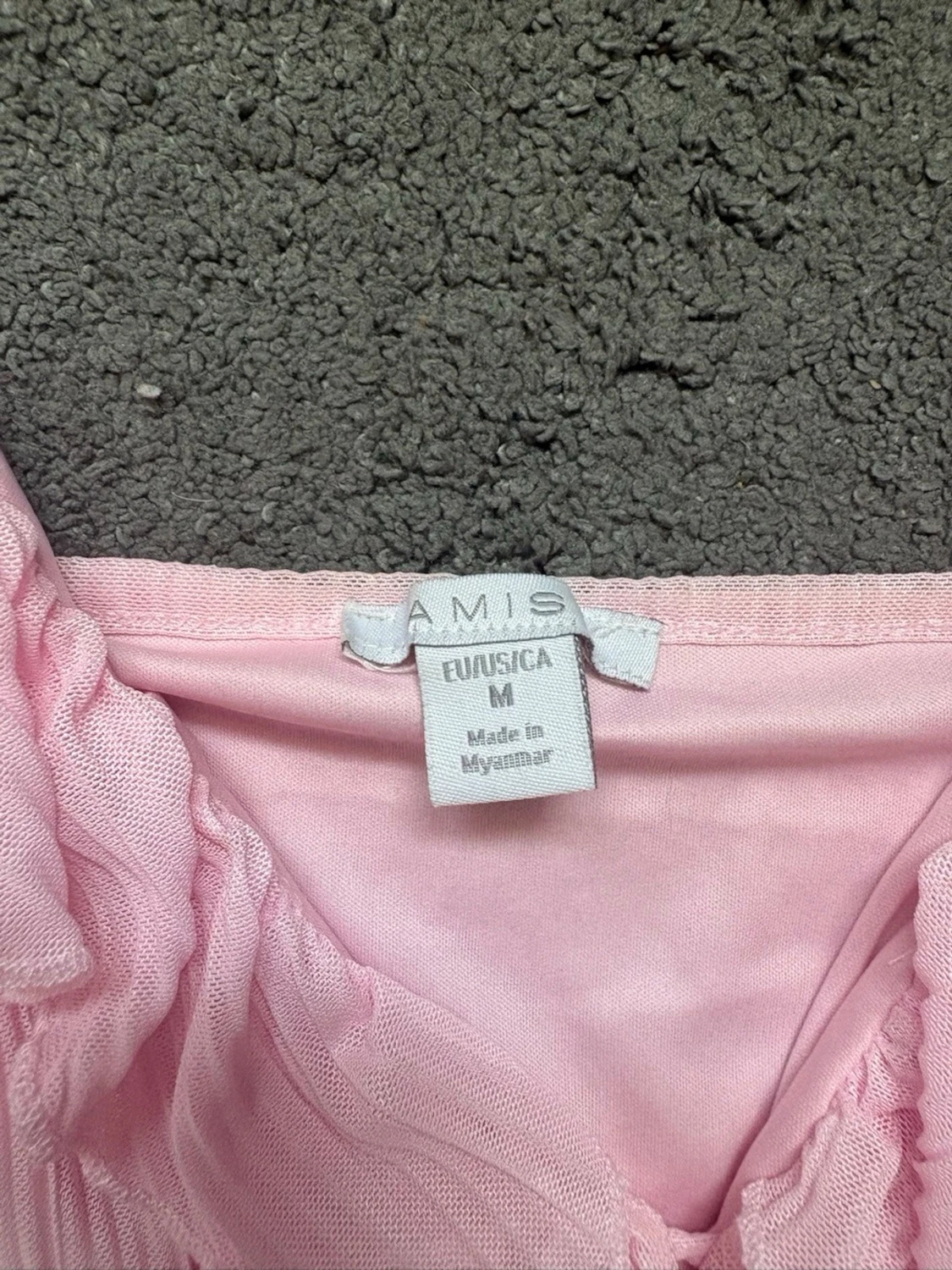 Ljusrosa volang topp med knyt - 2