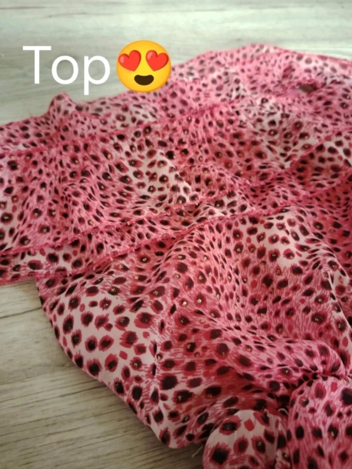 Rosa volangblus med leopardmönster💖 y2k - 2