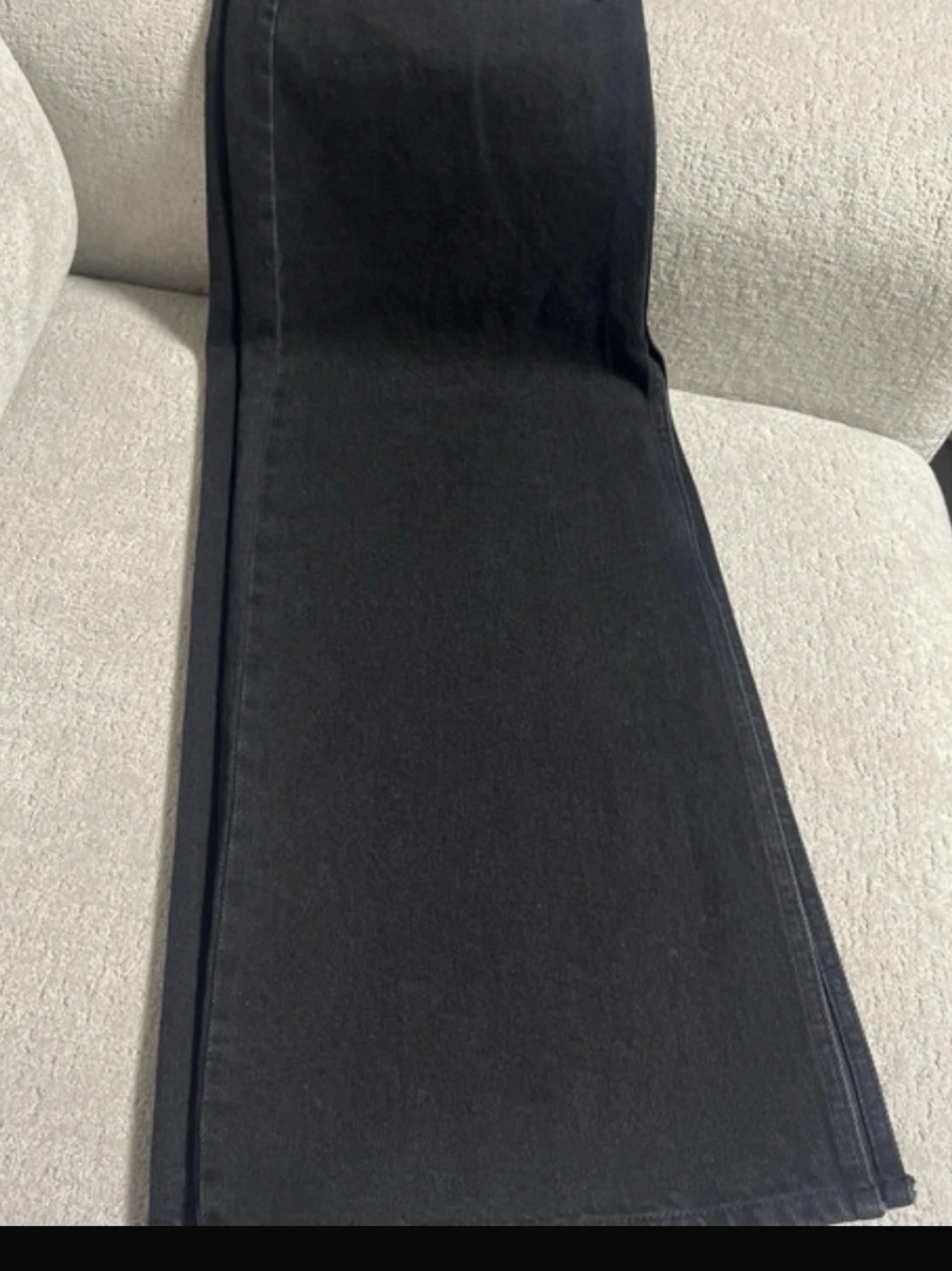 Svart lång jeanskjol med slits - 2