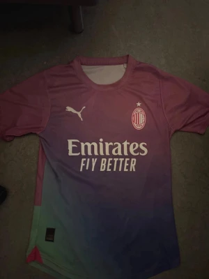 AC Milan Puma matchtröja flerfärgad - Snygg AC Milan matchtröja från Puma i en cool färgskiftning från rosa till blått och grönt. Tröjan har korta ärmar, klubbmärke och Puma-logga på bröstet samt sponsortryck fram och bak. Tillverkad i lätt och ventilerande material, perfekt för fotboll eller träning.