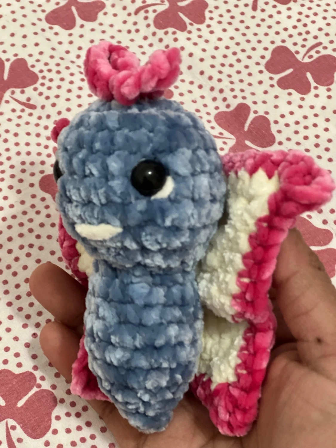 Handvirkad blå och rosa drake - 3