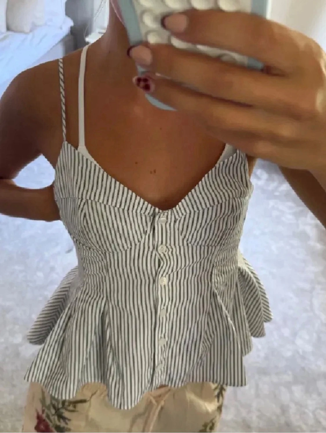 Randig korsettopp med knappar - 2