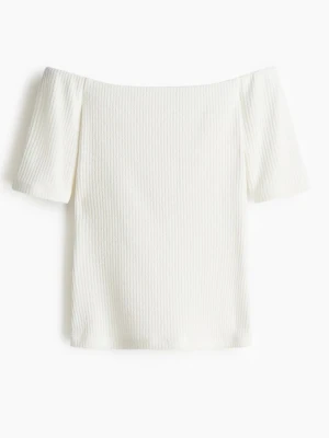 Vit ribbad offshoulder topp - Jättefin topp från hm som inte kommer till användning💗💗