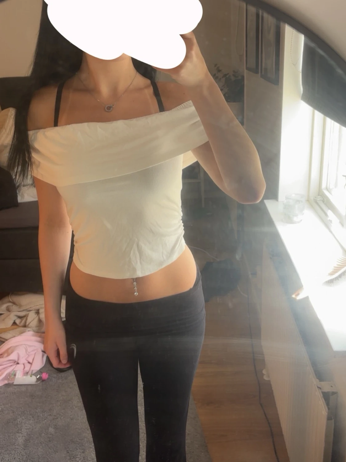 Vit offshoulder croppad topp