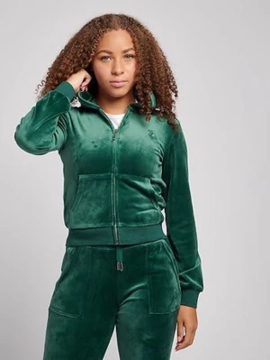 Grön velour loungewear-set - Mysigt loungewear-set i grön velour med dragkedja framtill och huva. Setet består av en ziptröja med fickor och matchande byxor med resår i midjan. Perfekt för chill dagar hemma.