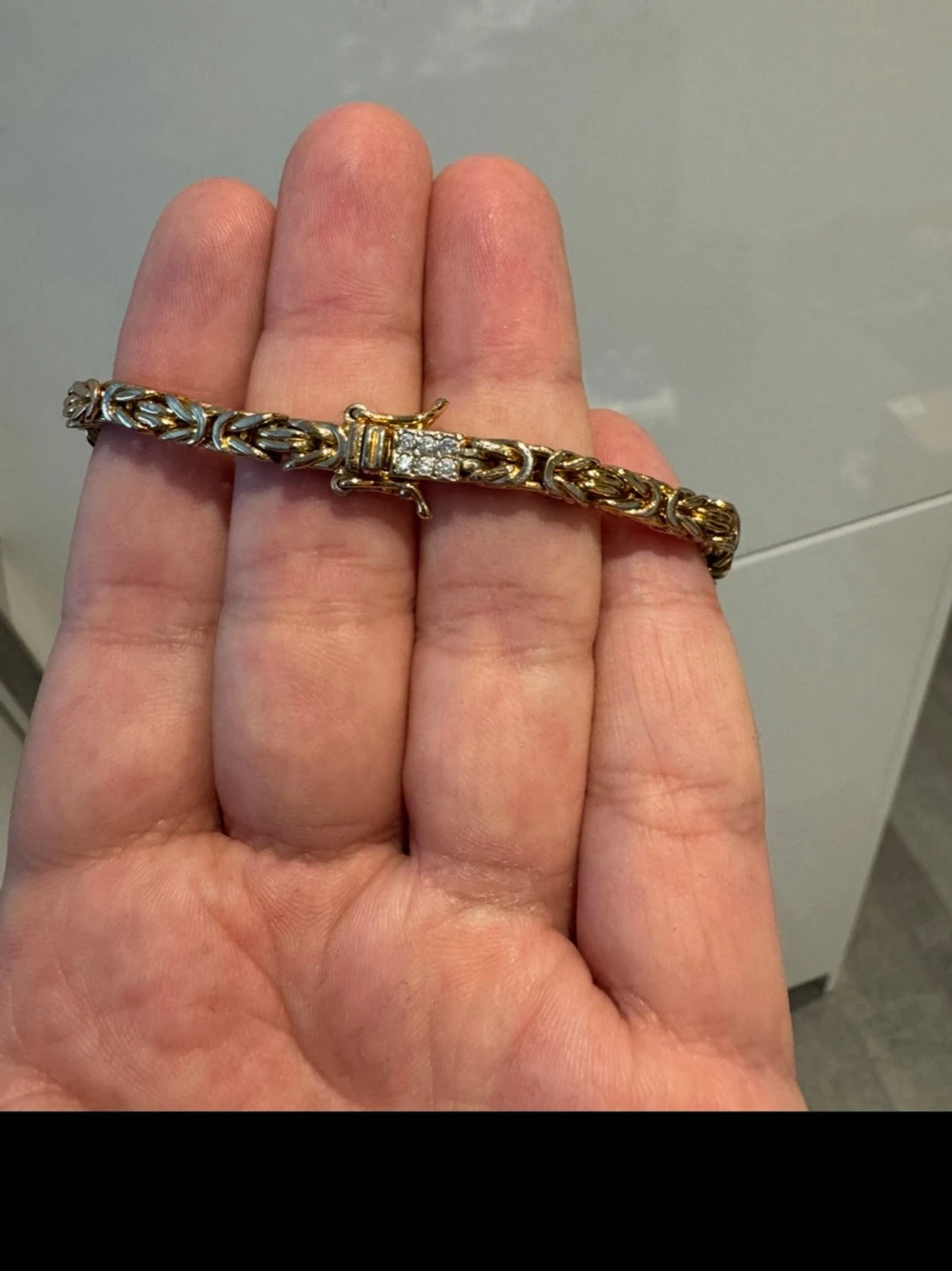 Kejsarlänk Armband 4mm - 18K Guldpläterad - 17cm / Med Diamanter - 2