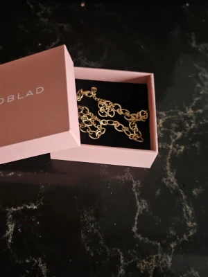 Halslänk i guldpläterat stål från Edblad - Fin grövre halslänk i 14 K guldplätering i nyskick från Edblad.. Halsbandet är 48 cm, det är i nyskick och kommer i ask.