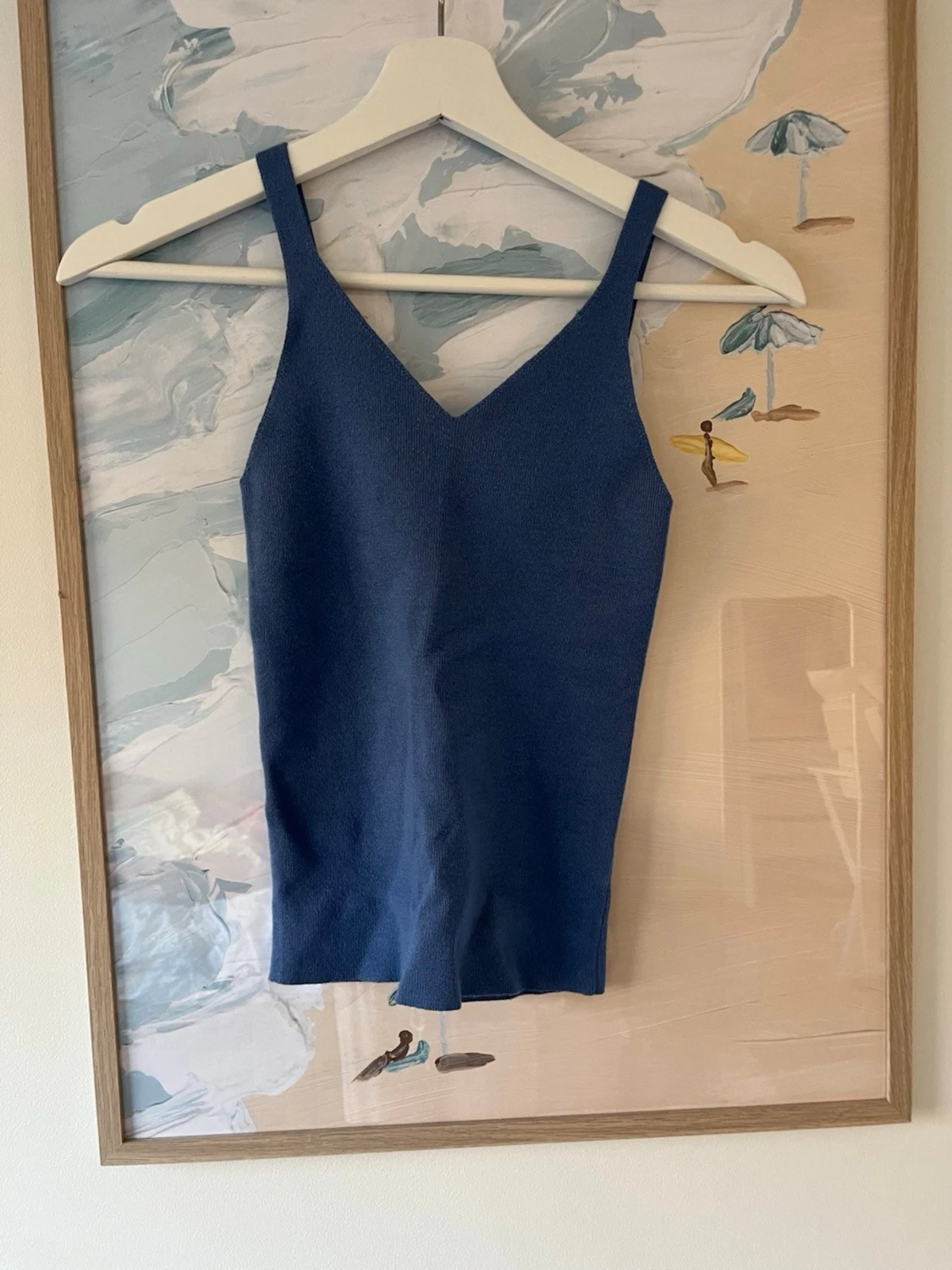 Mörkblå ribbad linnetopp