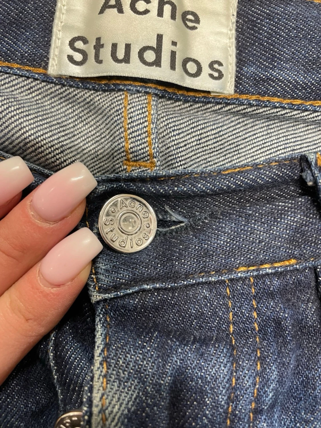 Mörkblå raka jeans från acne - 4