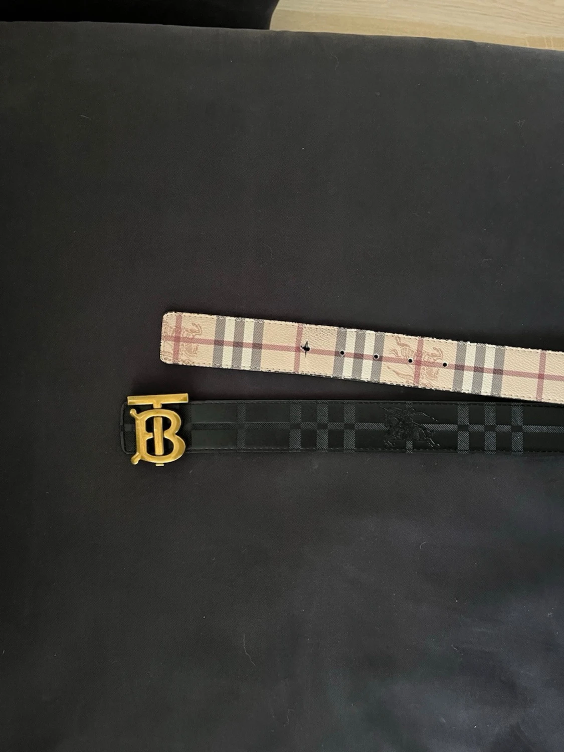Beige rutigt Burberry-bälte - 4