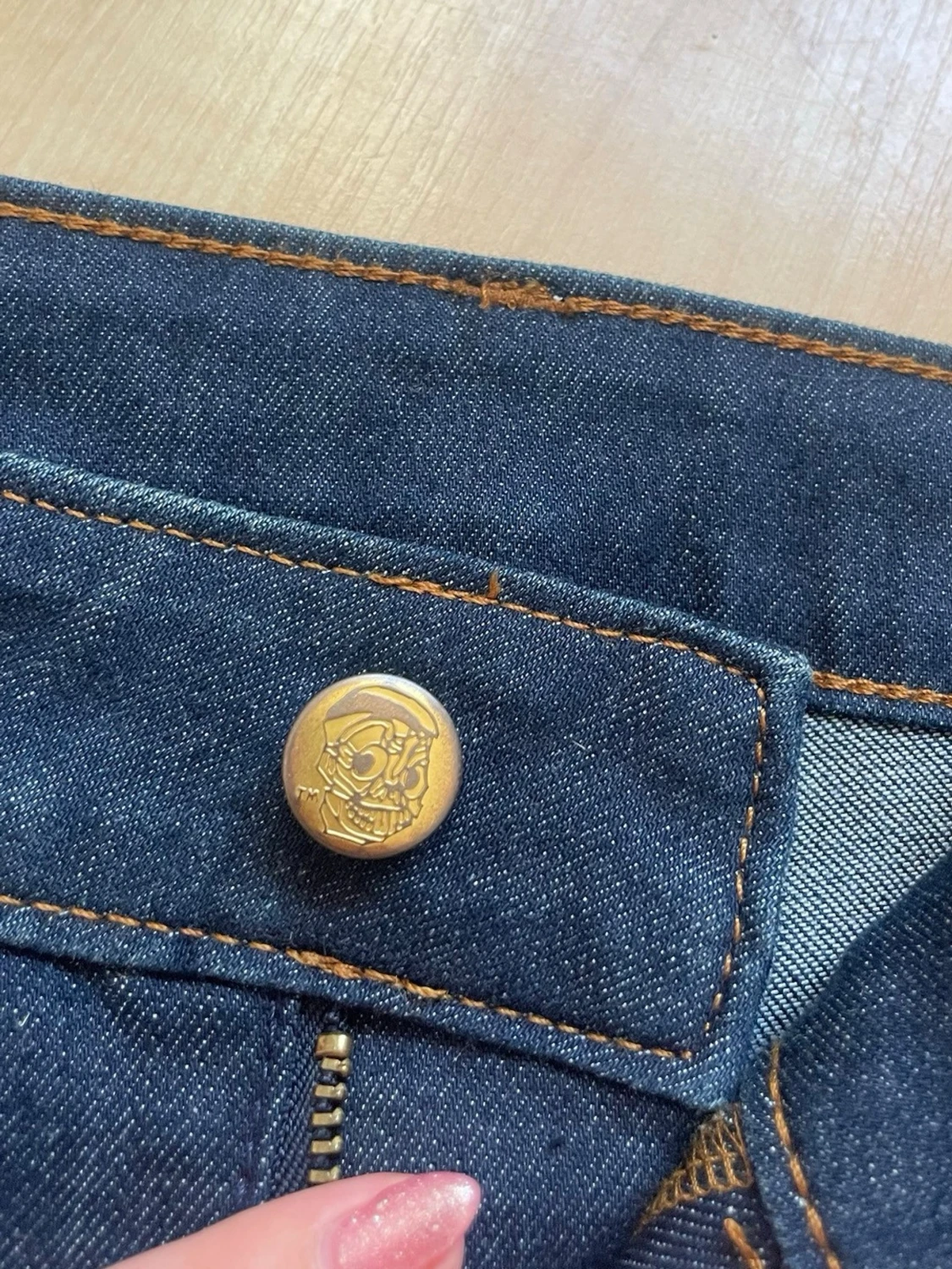 Mörkblå jeansshorts med dragkedja - 2