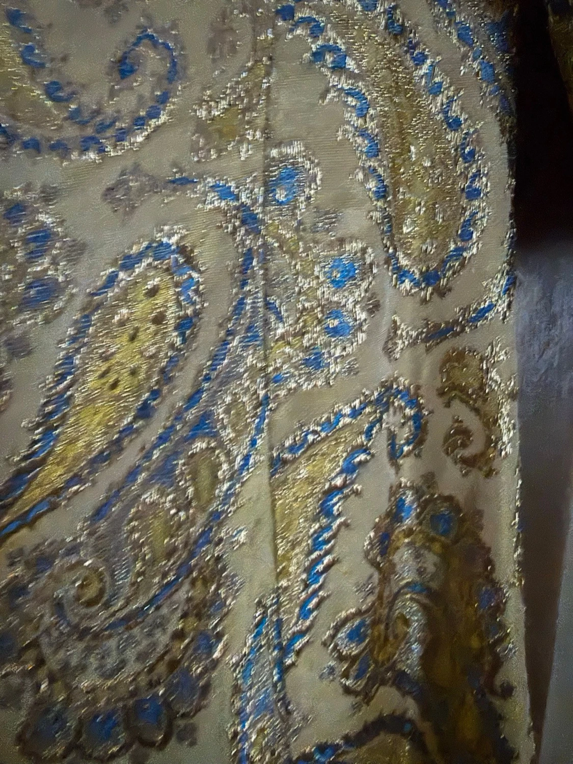 Guld paisleymönstrad långklänning vintage festklänning  - 5