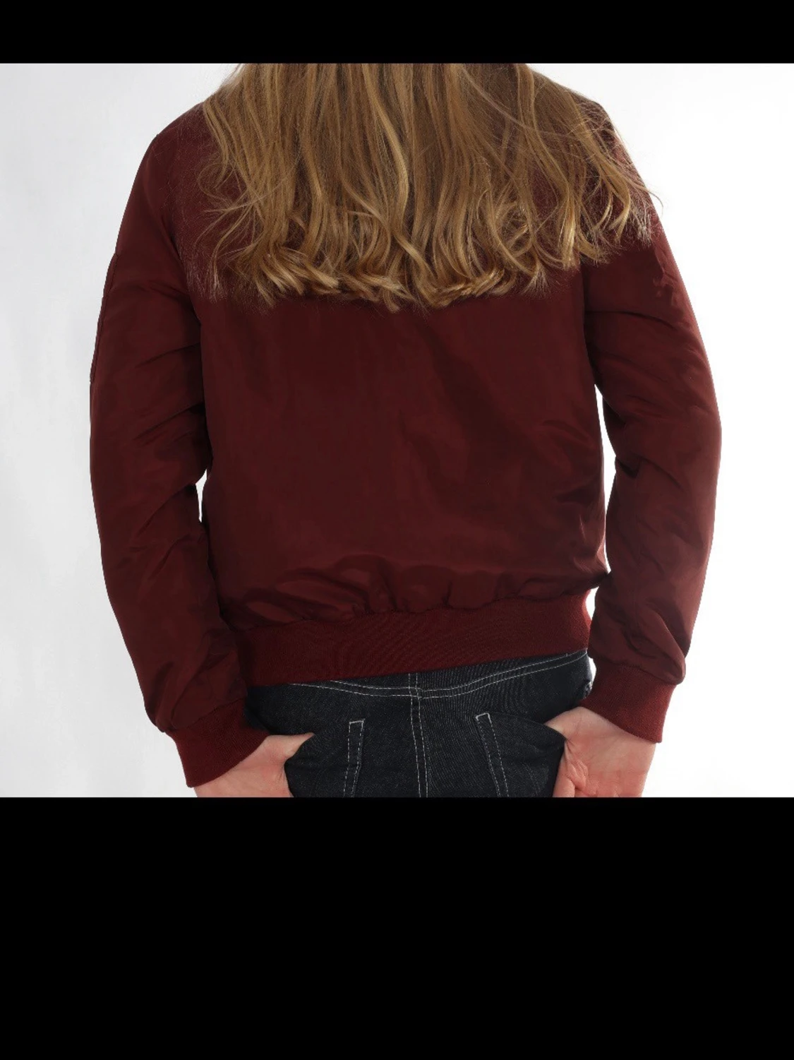 Vinröd bomberjacka med dragkedjor - 1