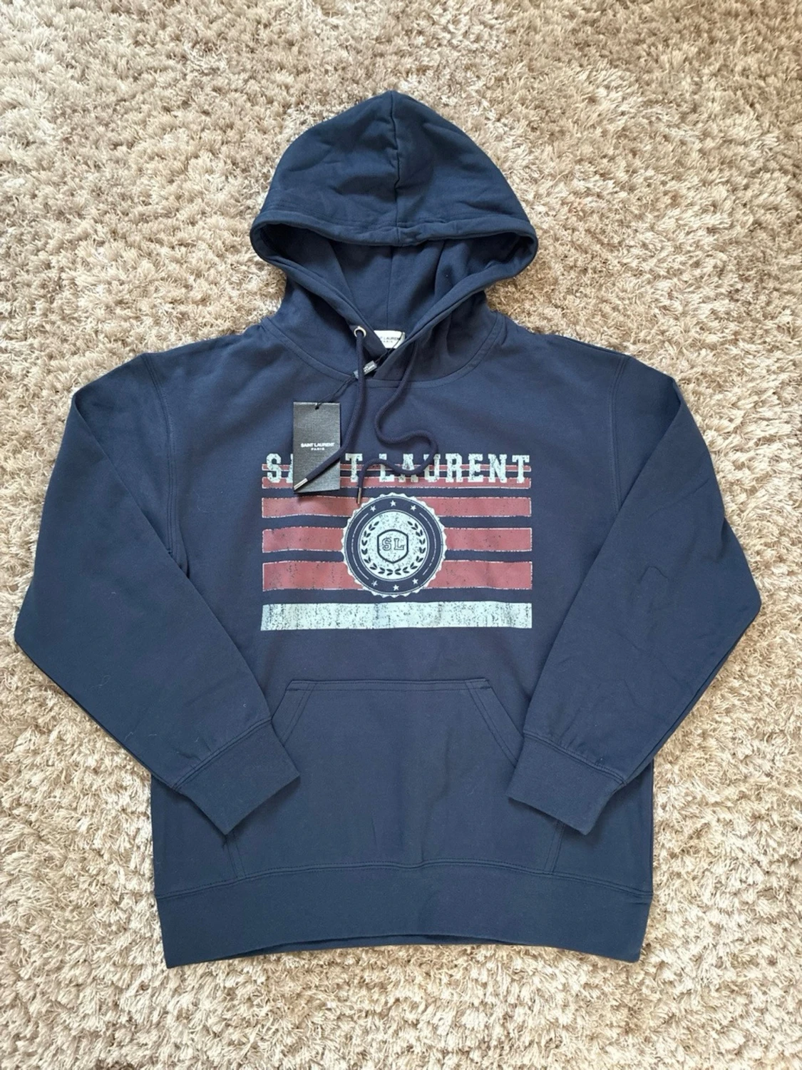 Mörkblå hoodie från Saint Laurent