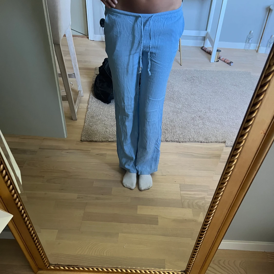 Ljusblå linnebyxor  - 91