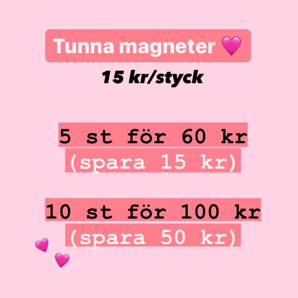 Tunna magneter som passar perfekt som dekoration! 💌 15 kr/styck eller köp alla 5 för 50 kronor! (Spara 25 kr) 🩷alla designade av oss på lovelyhomecraft . Accessoarer.