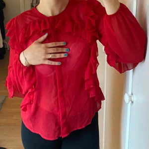 Blus - så fin blus som tyvärr aldrig kommer till användning. genomskinligt tyg, volanger