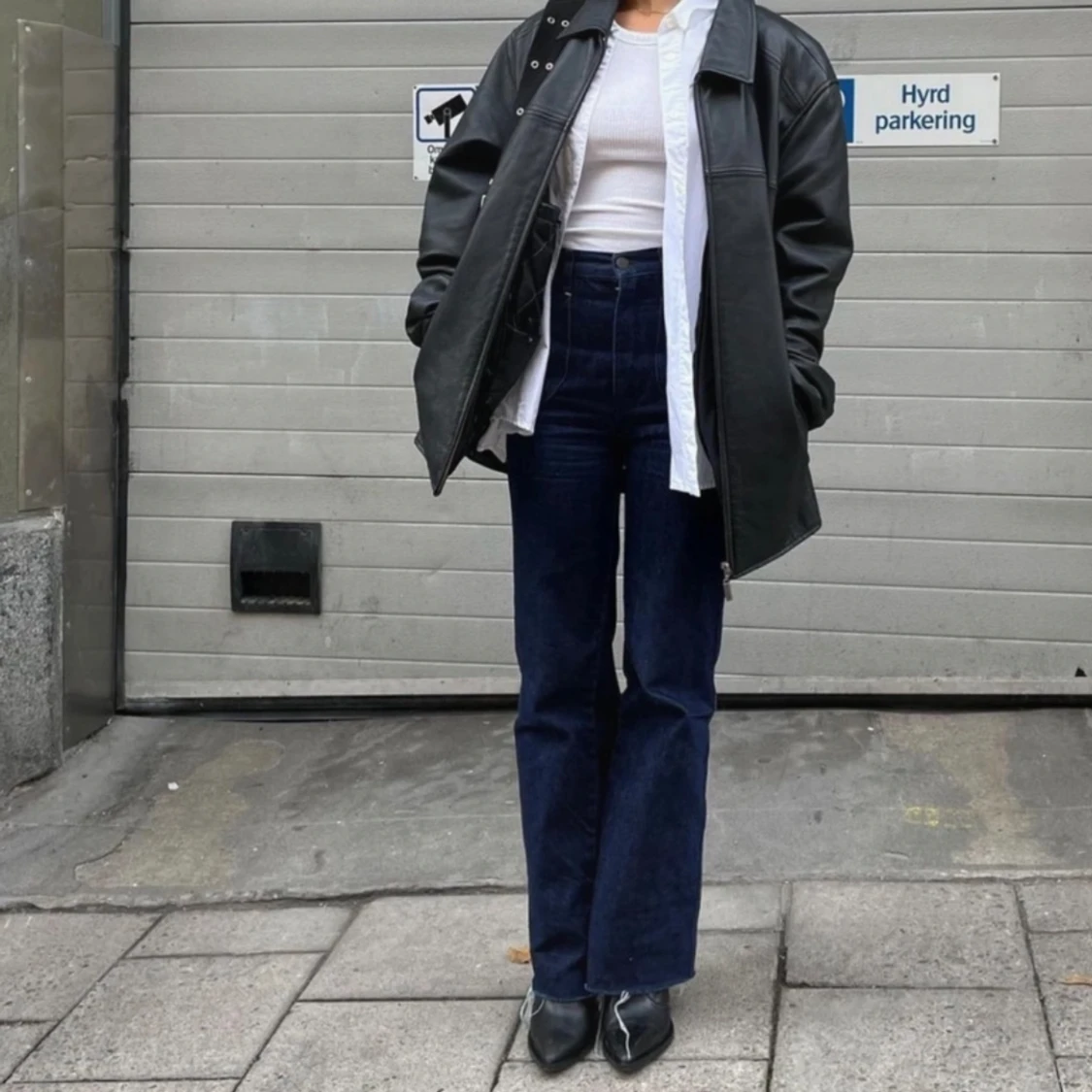 Vintage skinnjacka oversized/biker - 90